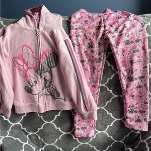 Disney Girl’s pink zip up hoodie and pants size 7